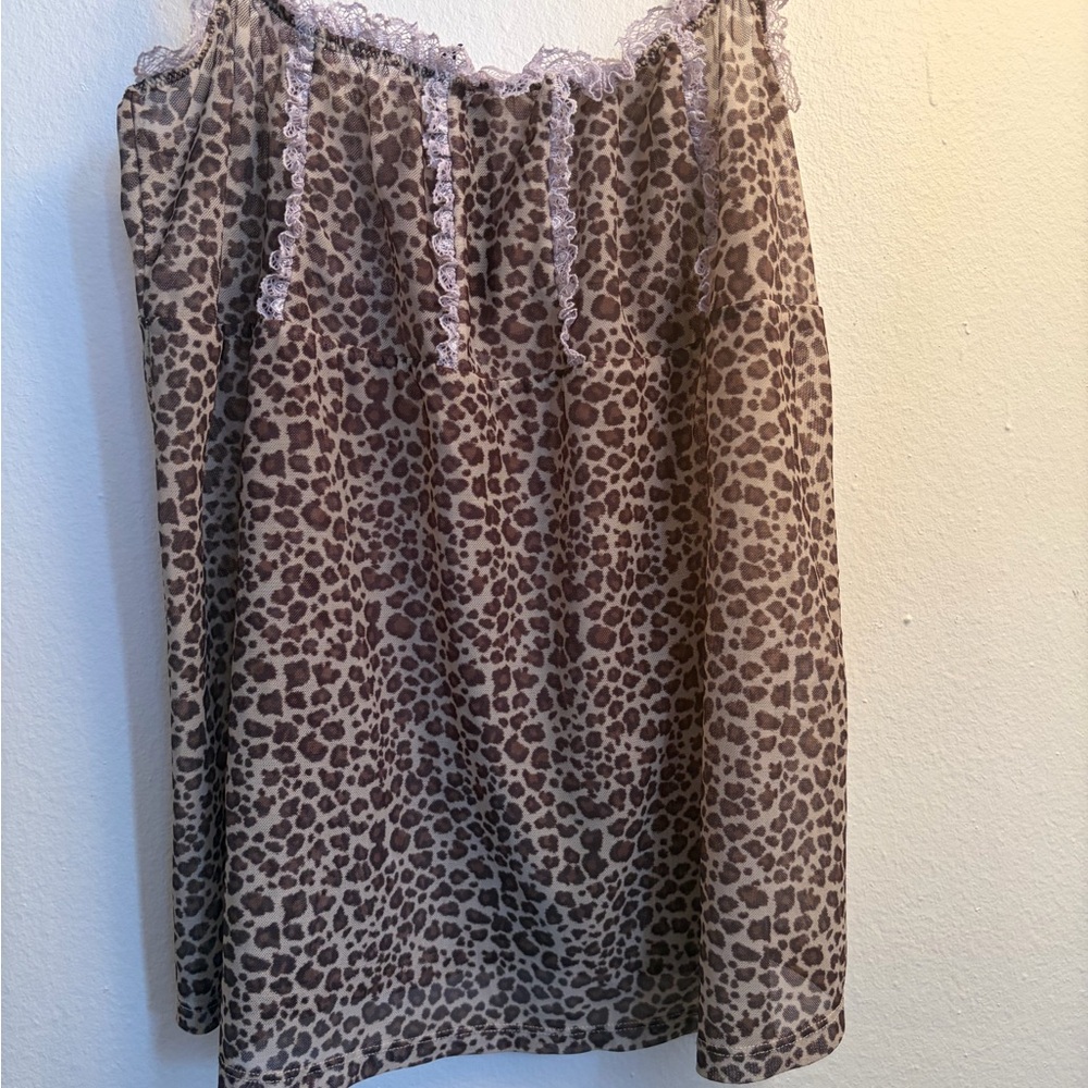 Leopard Print Lace Trim out from under Urban Outfitters top
